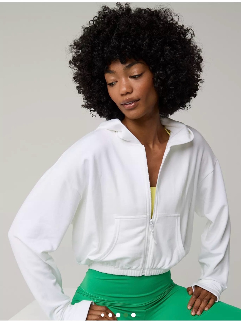 aerie White Cropped Zip Hoodie